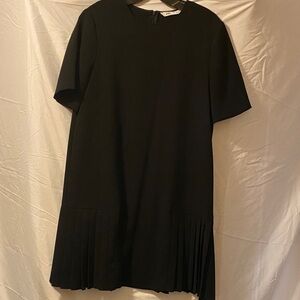 Zara Black Pleated Short Sleeve Dress